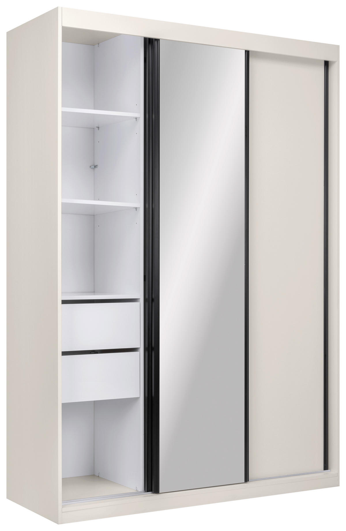 SCHIEBETÜRENSCHRANK 150/215/59,5 cm 3-türig  - Kaschmir/Schwarz, MODERN, Holzwerkstoff/Metall (150/215/59,5cm) - MID.YOU