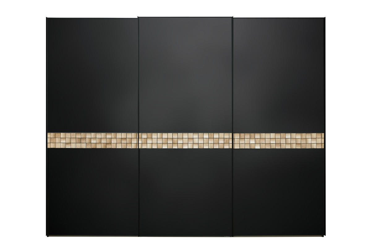 SCHWEBETÜRENSCHRANK 298/240/68 cm 3-türig Anthrazit, Schwarz, Eichefarben  - Eichefarben/Anthrazit, Design, Glas/Holz (298/240/68cm) - Dieter Knoll