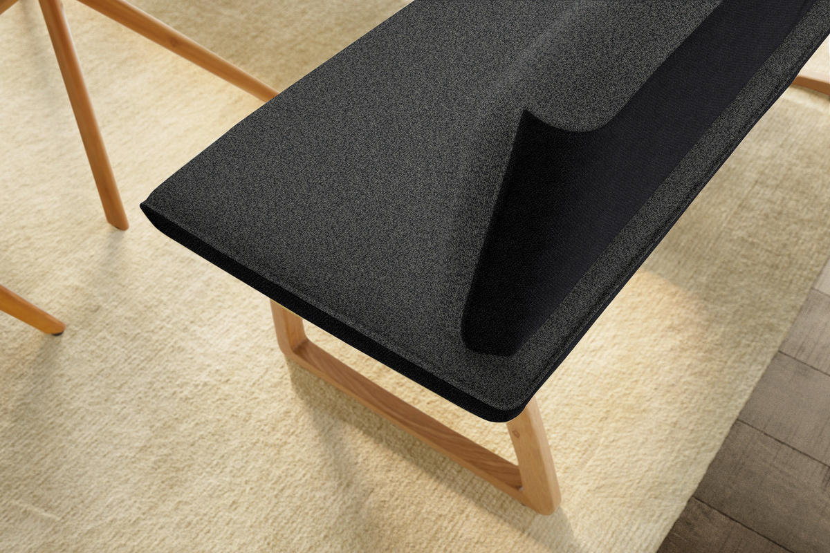 ECKBANK in Textil Anthrazit, Schwarz  - Eichefarben/Anthrazit, Design, Holz/Textil (162/237cm) - Koinor