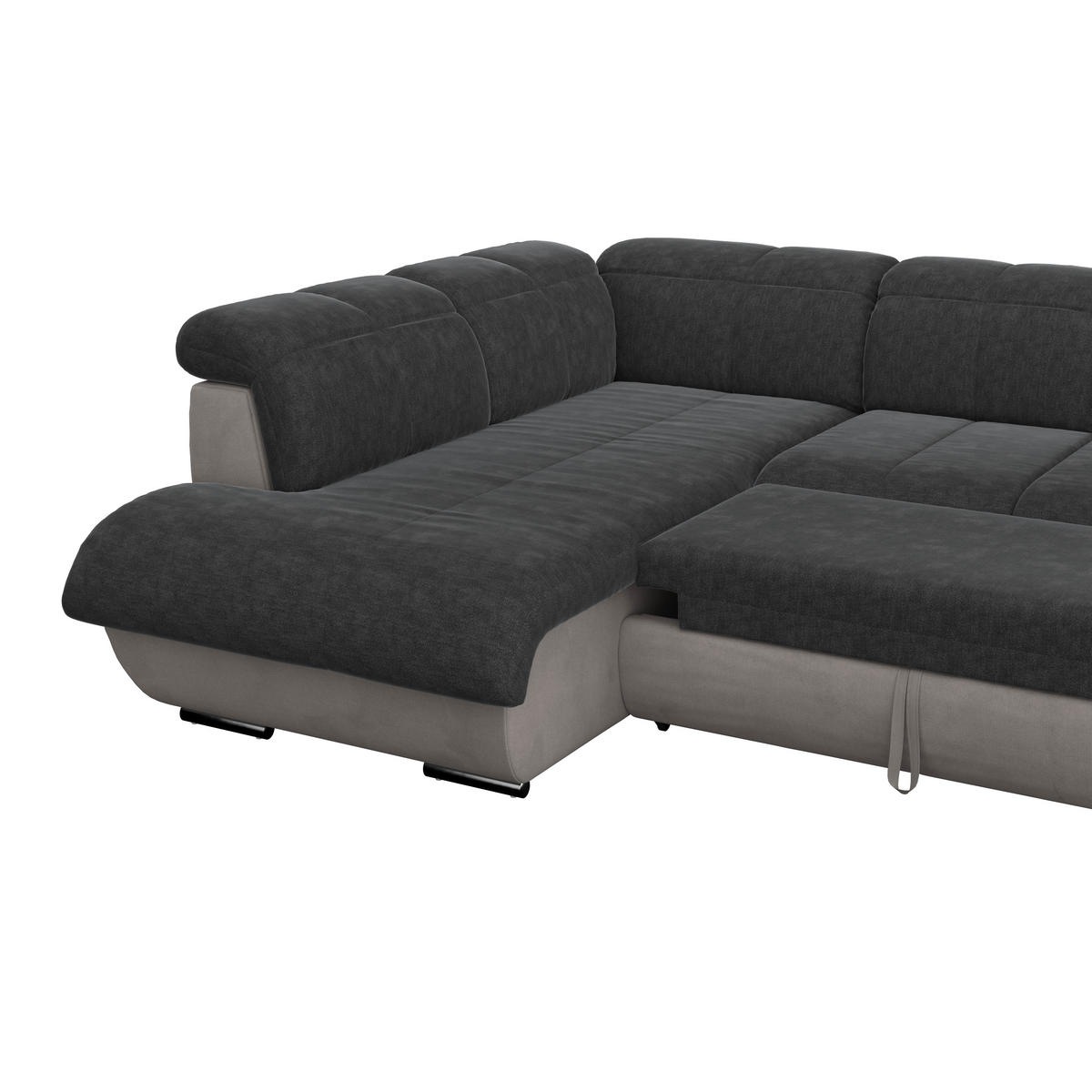 WOHNLANDSCHAFT in Webstoff Anthrazit, Grau  - Chromfarben/Anthrazit, Modern, Textil/Metall (228/345/184cm) - MID.YOU