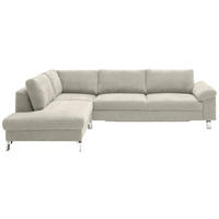 ECKSOFA  in Velours Creme  200/281 cm  - Chromfarben/Creme, Design, Textil/Metall (200/281cm) - Hom`in