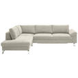 ECKSOFA  in Velours Creme  200/281 cm  - Chromfarben/Creme, Design, Textil/Metall (200/281cm) - Hom`in