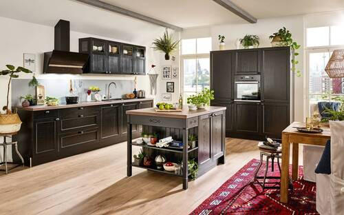 EINBAUKÜCHE BRISTOL  - Schwarz, LIFESTYLE, Holzwerkstoff - Moderano