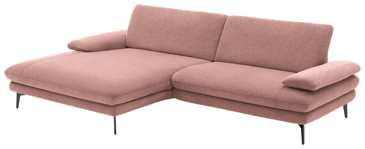 ECKSOFA in Velours Flieder  184/284 cm  - Flieder/Schwarz, Design, Textil/Metall (184/284cm) - Dieter Knoll