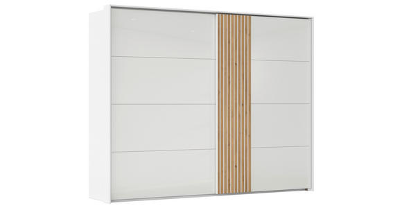 SCHWEBETÜRENSCHRANK 281/223/68 cm 2-türig Weiß, Eichefarben - Eichefarben/Weiß, Design, Glas/Holzwerkstoff (281/223/68cm) - Novel
