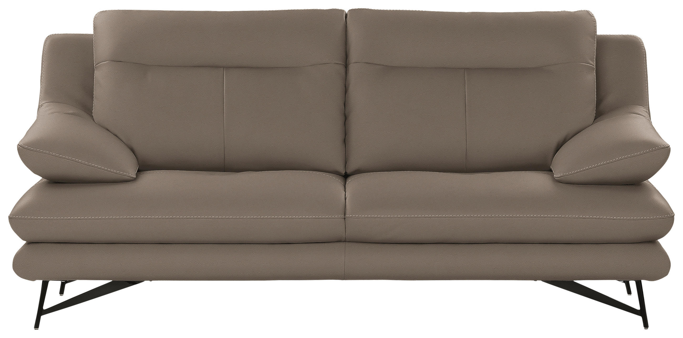3-SITZER-SOFA in Leder Greige  - Greige, Design, Leder/Metall (215/90/109cm)