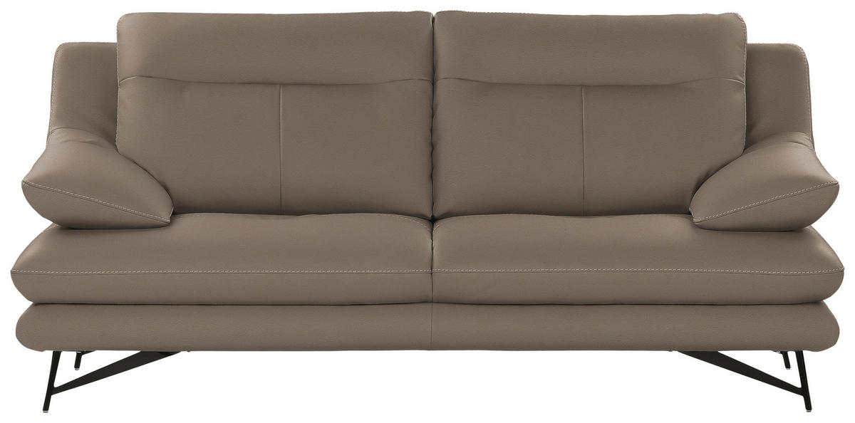 2,5-SITZER in Leder Greige  - Greige/Schwarz, Design, Leder/Metall (195/90/109cm)
