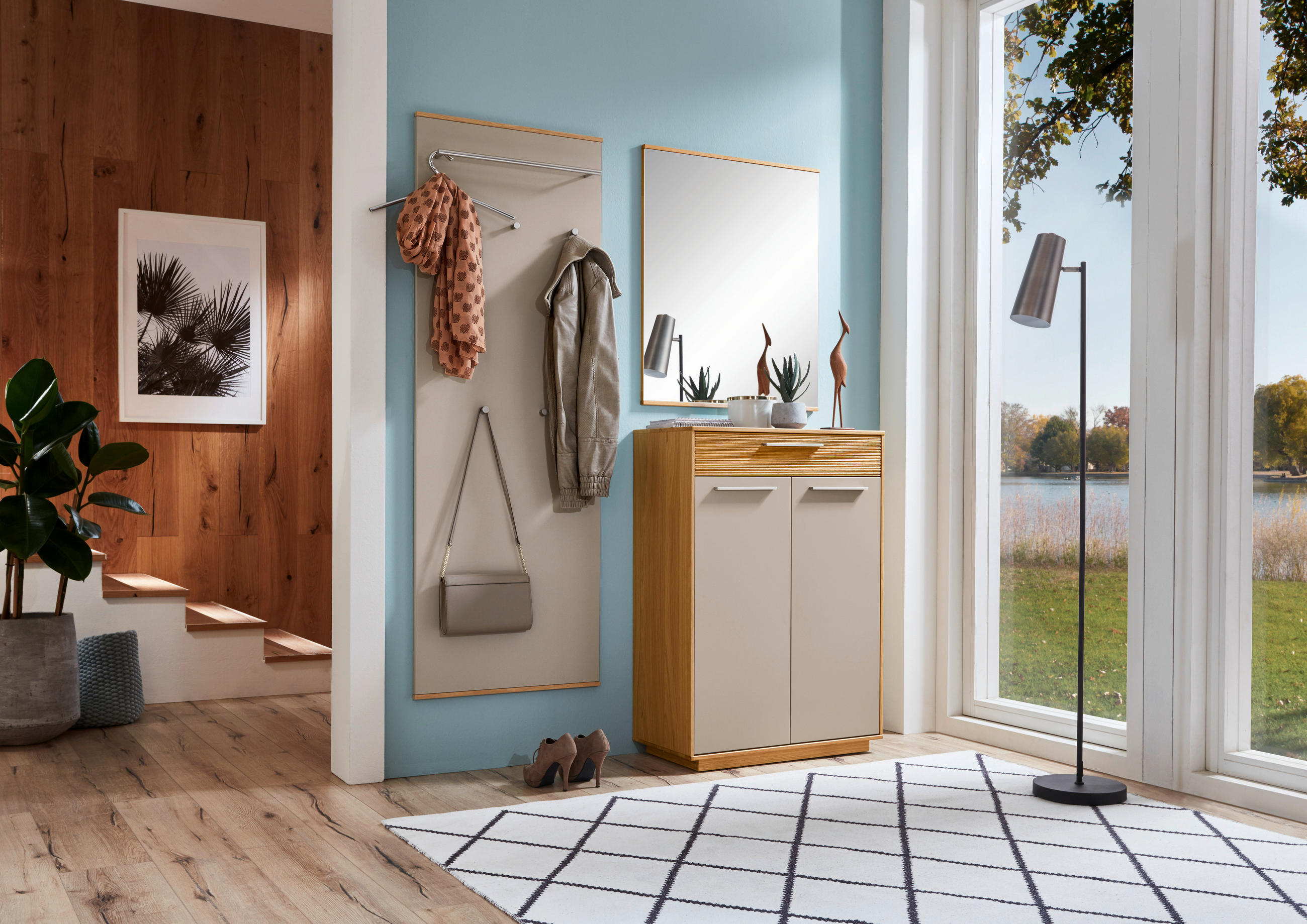 GARDEROBE 3-teilig in 145/195/37 cm - Taupe/Eichefarben, Design, Holz/Holzwerkstoff (145/195/37cm)