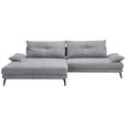 ECKSOFA Dunkelgrau Flachgewebe  - Dunkelgrau/Schwarz, Design, Textil/Metall (176/294cm) - Carryhome