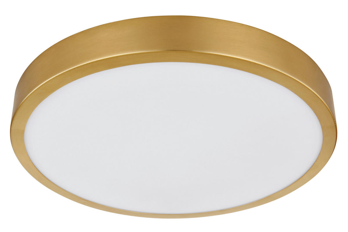 LED-DECKENLEUCHTE 15 W  25/3 cm    - Messingfarben/Opal, Konventionell, Kunststoff/Metall (25/3cm) - Globo