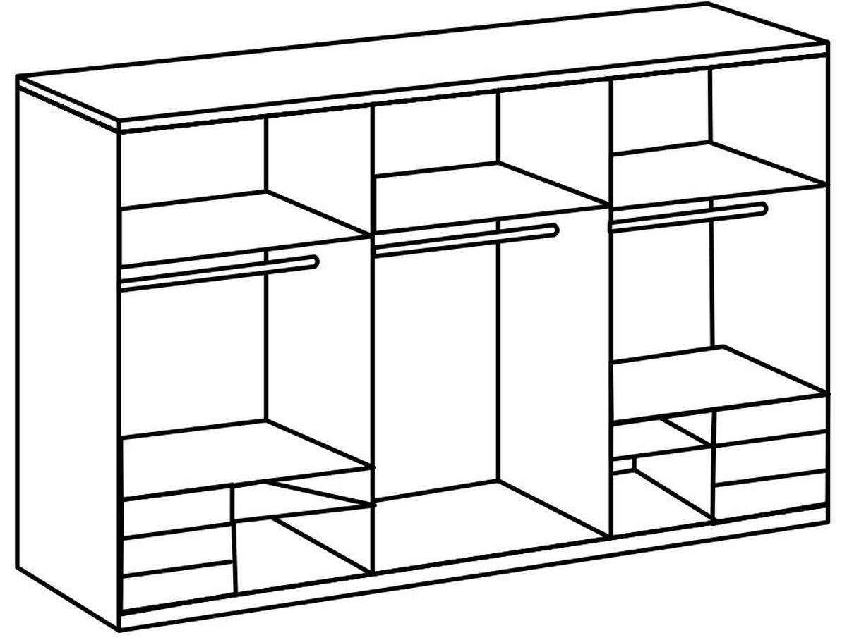 SCHWEBETÜRENSCHRANK in Grau, Eichefarben  - Chromfarben/Eichefarben, Modern, Holzwerkstoff (300/216/65cm) - MID.YOU