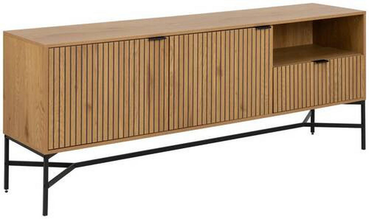 SIDEBOARD 180/70/40 cm  in Eichefarben  - Eichefarben/Schwarz, Design, Holzwerkstoff/Metall (180/70/40cm) - Livetastic