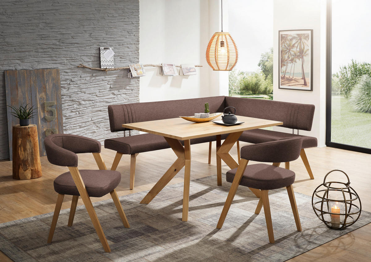 ECKBANK 220/190 cm  in Hellbraun, Wildeiche  - Hellbraun/Wildeiche, Design, Holz/Textil (220/190cm) - Venda
