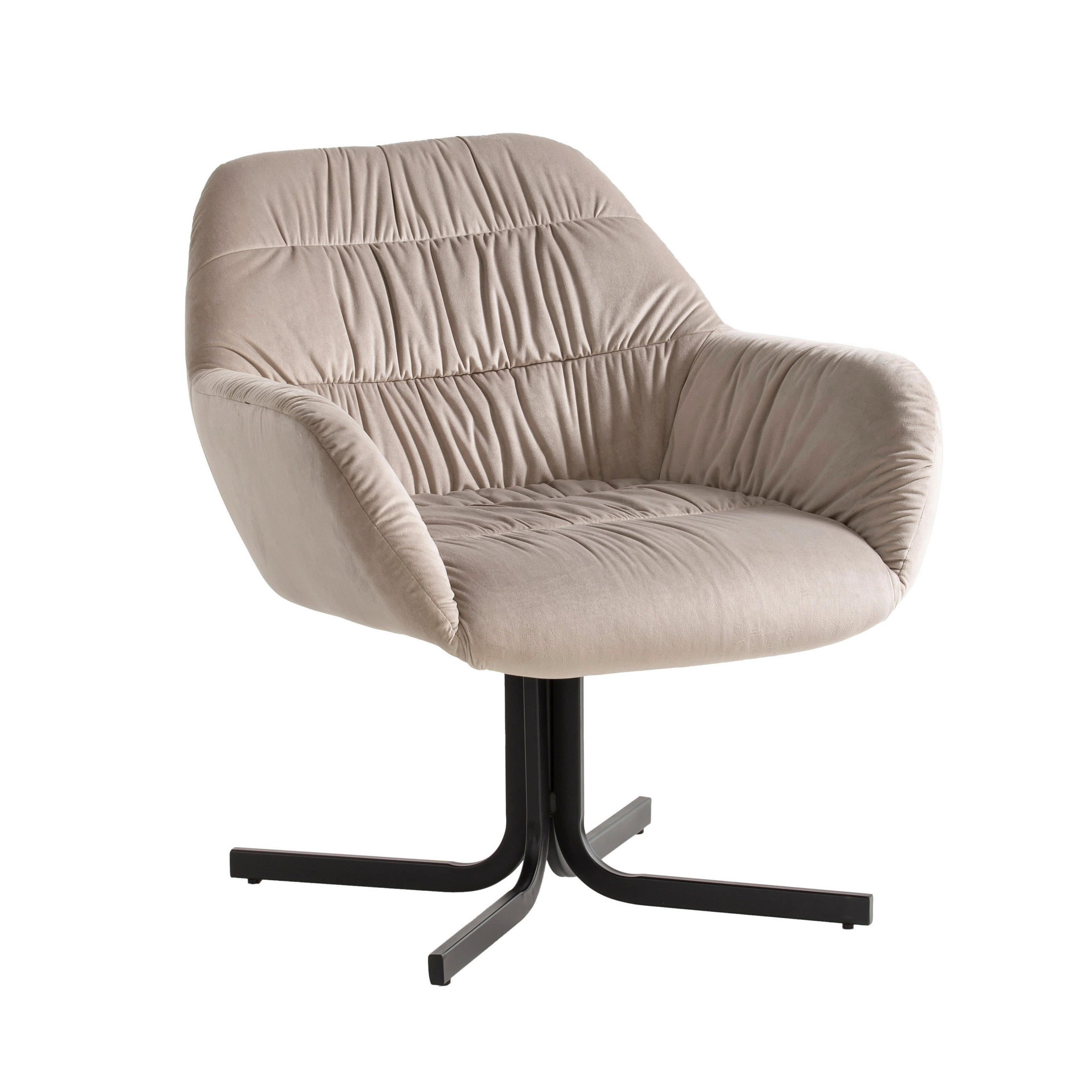 SESSEL in Samt Beige  - Beige/Schwarz, Design, Textil/Metall (64/74/68cm) - Livetastic