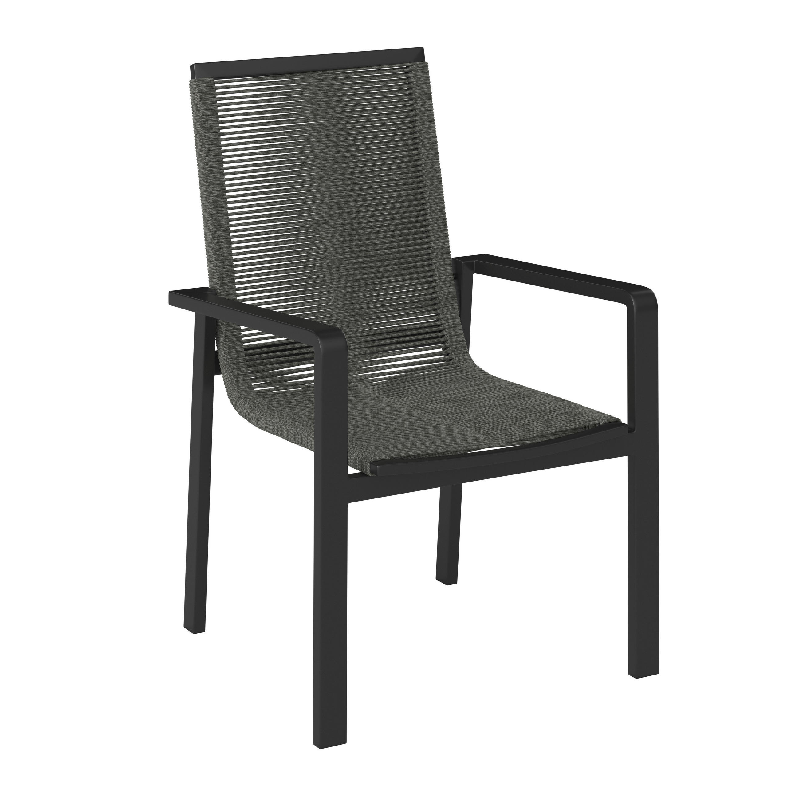 RAKÁSOLHATÓ KAROSSZÉK fém, műanyag szürke, fekete  - fekete/szürke, Konventionell, műanyag/fém (58/90/60cm) - Ambia Garden