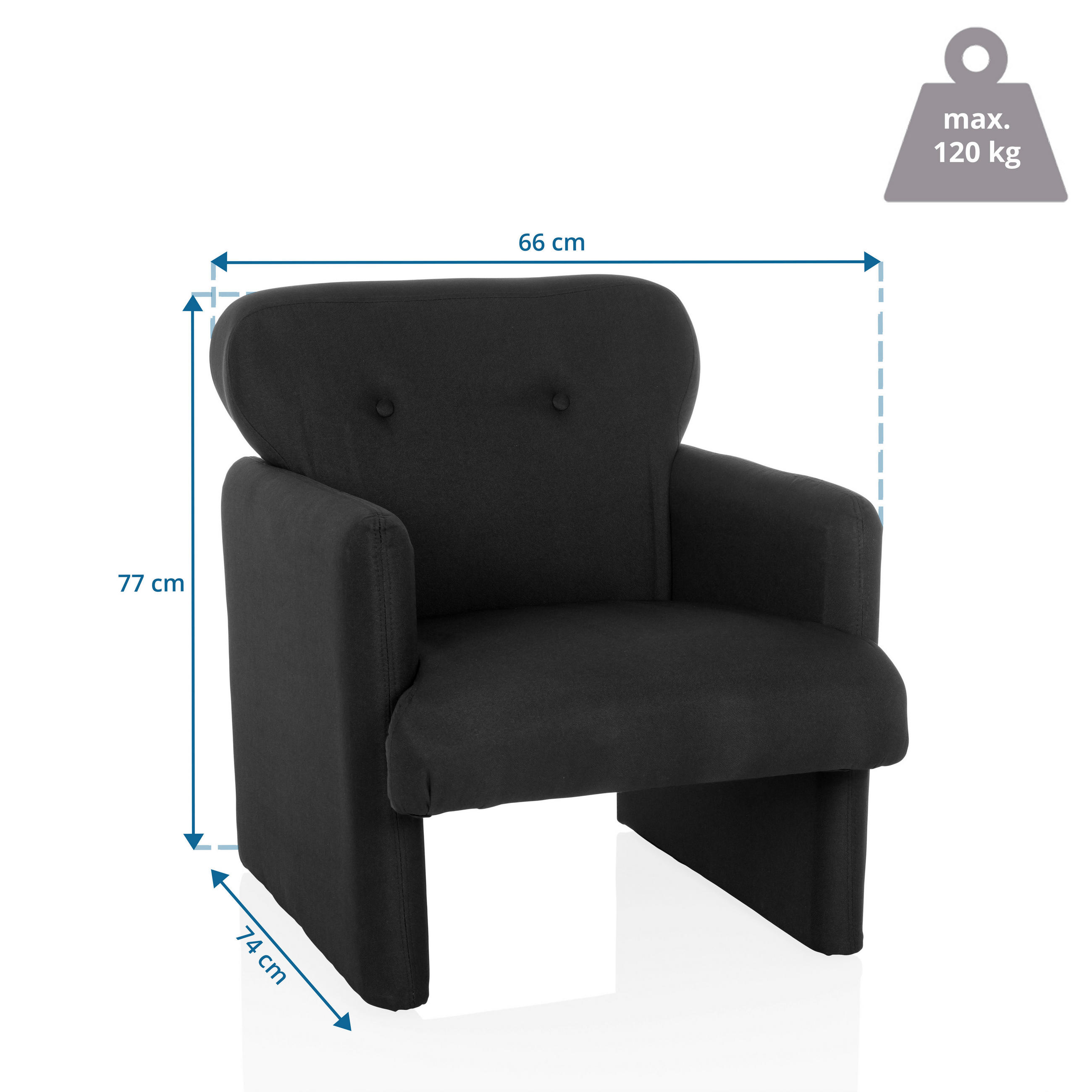 LOUNGEFÅTÖLJ  - svart, Modern, textil (66/77/74cm) - MID.YOU