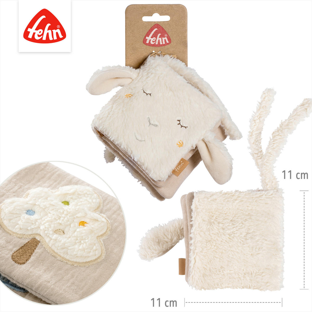 STOFFBUCH Schaf, Hase & Bär  - Creme, Basics, Textil (11/11/5cm) - Fehn