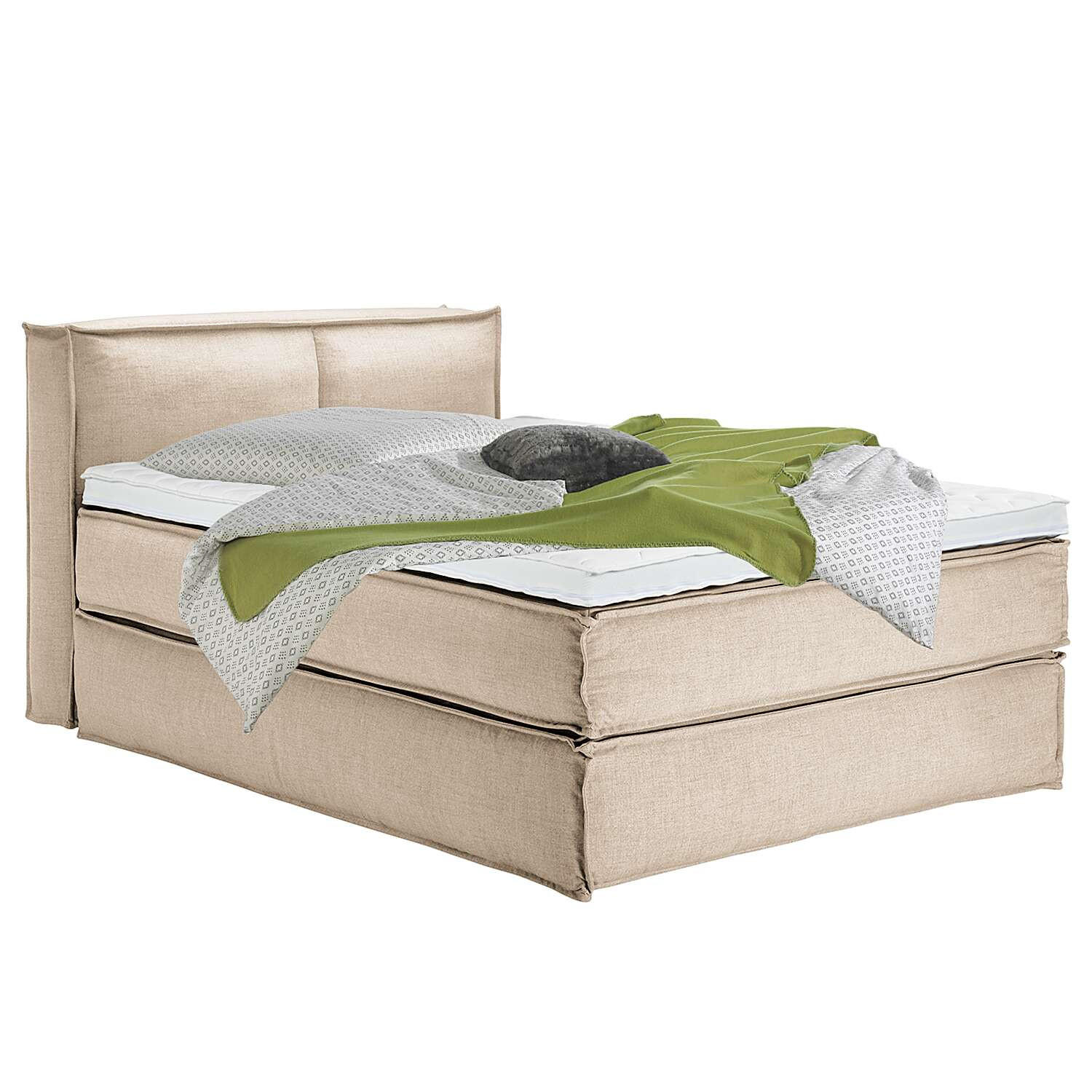 BOXSPRINGBETT 140/220 cm  in Beige  - Beige/Schwarz, Design, Textil (140/220cm) - home24