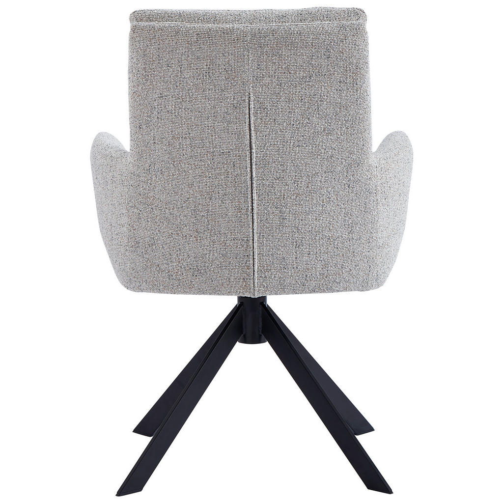 Thumbnail - Novel Armlehnstuhl, Beige, Schwarz, Metall, Textil, Drehkreuz, 60.5x88x67 cm, Sitzfläche 360° drehbar, automatische Rück...