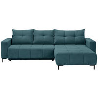 ECKSOFA Webstoff Petrol  - Petrol/Schwarz, Konventionell, Textil/Metall (292/192cm) - Carryhome