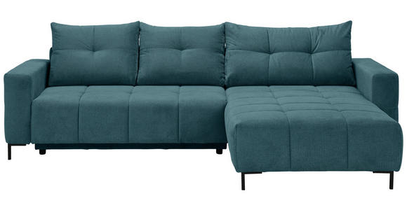ECKSOFA  in Webstoff Petrol  - Petrol/Schwarz, KONVENTIONELL, Textil/Metall (292/192cm) - Carryhome