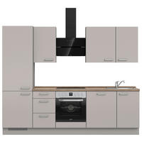 KÜCHENLEERBLOCK 270 cm   in Grau, Eiche dunkel  - Eiche dunkel/Edelstahlfarben, MODERN, Holzwerkstoff/Metall (270cm) - Nobilia