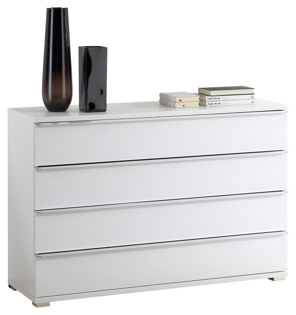 KOMMODE 120/80/40 cm  in Weiss  - Chromfarben/Weiss, Design, Glas/Holzwerkstoff (120/80/40cm) - Moderano