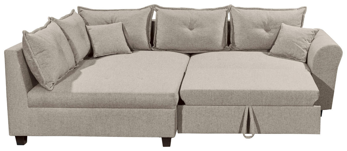 ECKSOFA in Webstoff Sandfarben  - Sandfarben/Schwarz, Modern, Kunststoff/Textil (175/252cm) - Livetastic