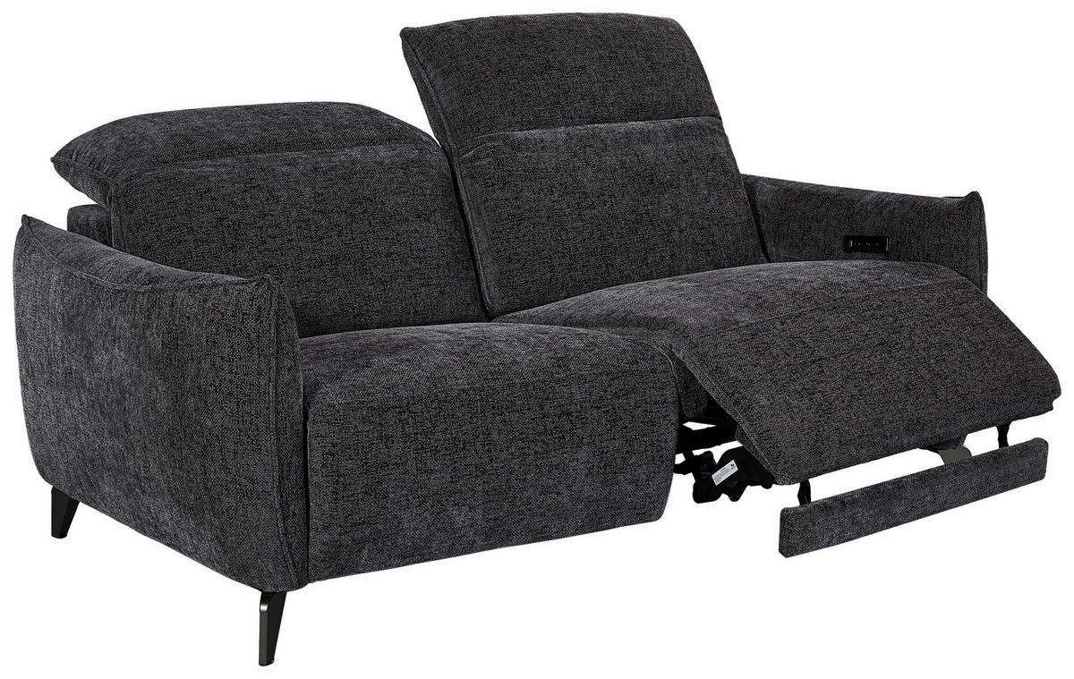 2,5-SITZER Mikrofaser Grau  - Grau, Design, Textil/Metall (183/79-99/104cm) - Novel