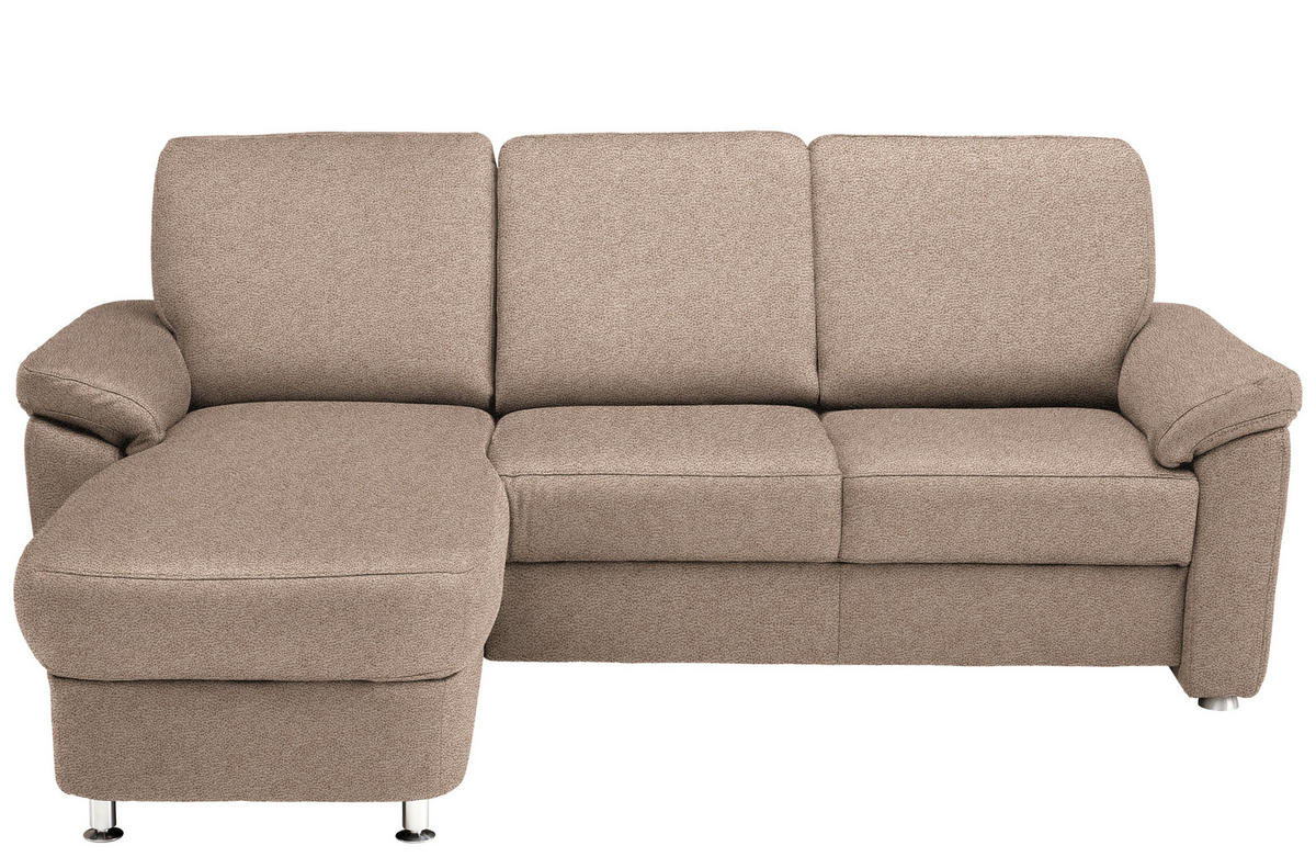 ECKSOFA  in Flachgewebe Sandfarben  163/220 cm  - Sandfarben/Chromfarben, KONVENTIONELL, Textil/Metall (163/220cm) - Beldomo System