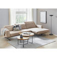 ECKSOFA in Struktur Sandfarben  - Sandfarben/Eichefarben, Design, Holz/Textil (163/305cm) - Novel