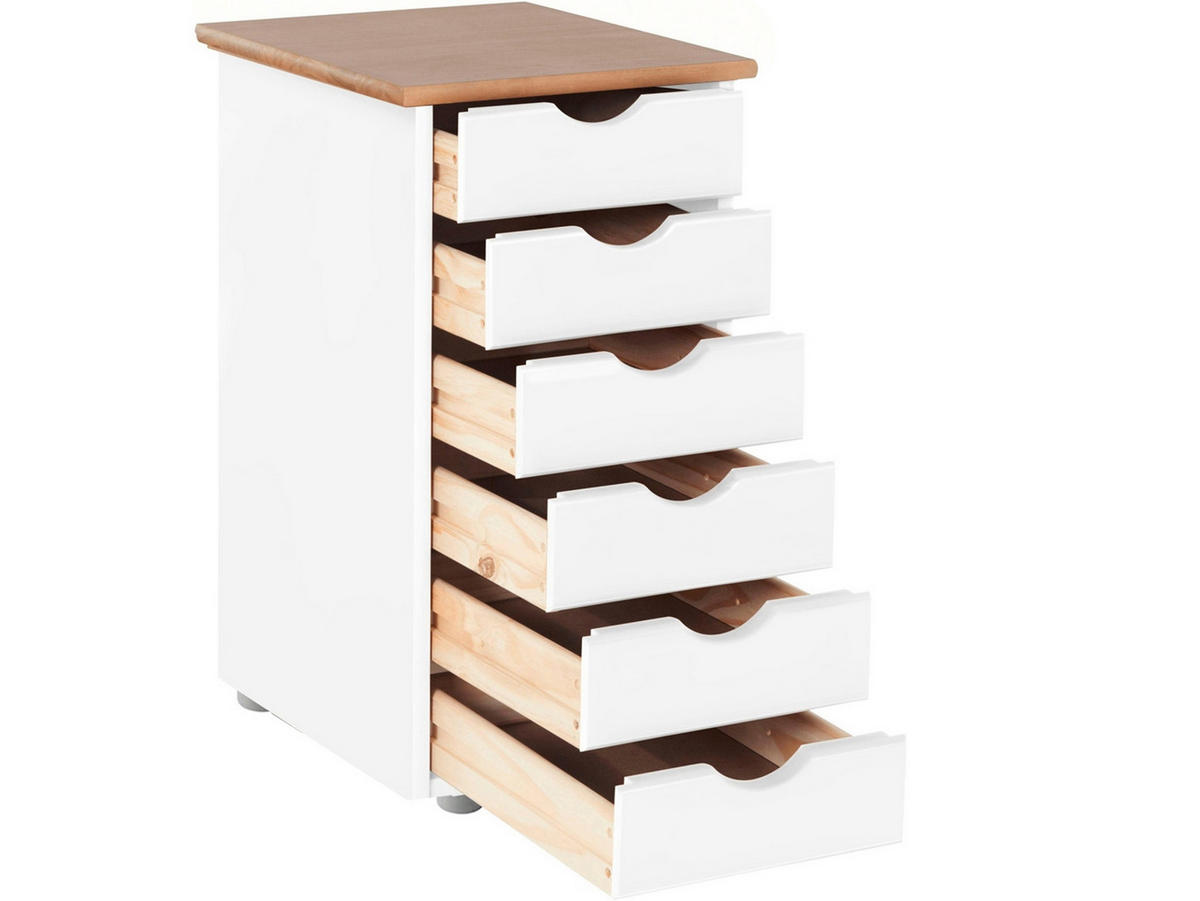 KOMMODE GENOVA, 34/66/39 cm, 6 Schublade(n)  - Silberfarben/Weiß, Design, Holz/Kunststoff (34/66/39cm) - Livetastic