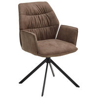 ARMLEHNSTUHL  in Mikrofaser  - Graubraun/Schwarz, Design, Textil/Metall (60/90/64cm) - Valdera