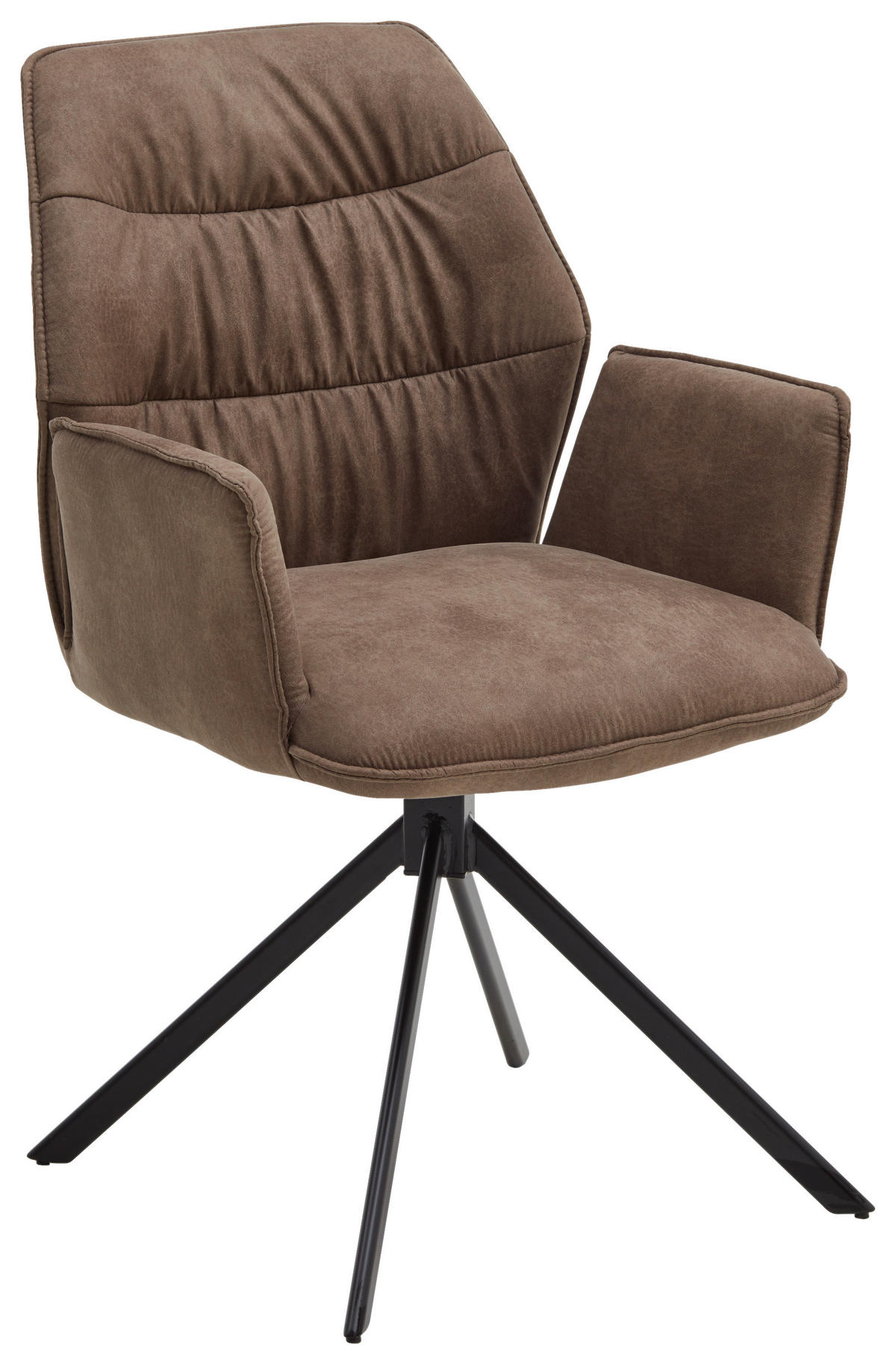 ARMLEHNSTUHL  in Mikrofaser  - Graubraun/Schwarz, Design, Textil/Metall (60/90/64cm) - Valdera