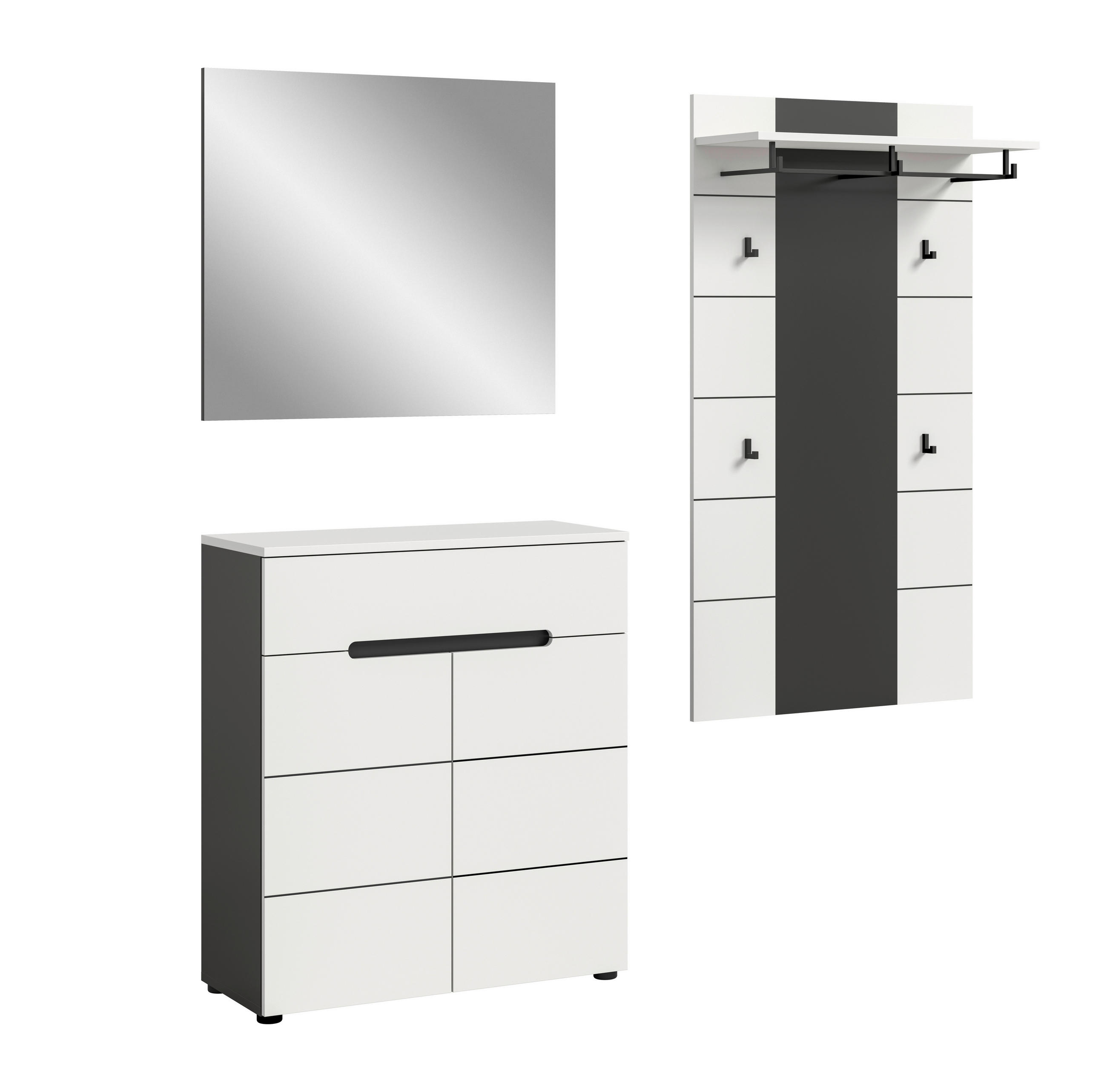 HALLMÖBEL 3 delar i 175/190/37 cm grå, vit 190/175/37 cm
