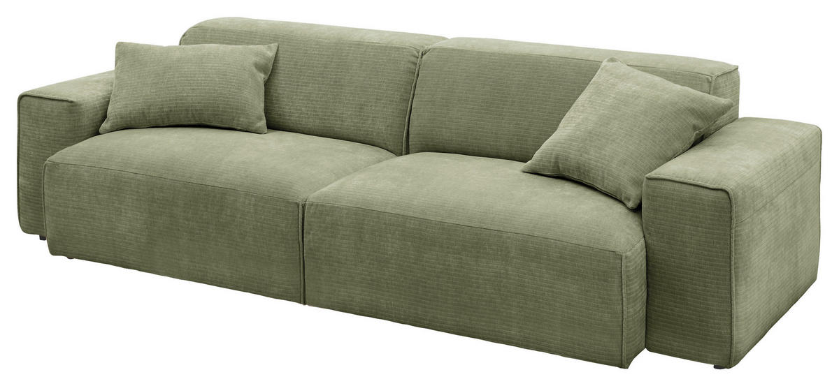 BIGSOFA in Chenille Grün  - Schwarz/Grün, Design, Kunststoff/Textil (238/71/101cm) - Pure Home Lifestyle