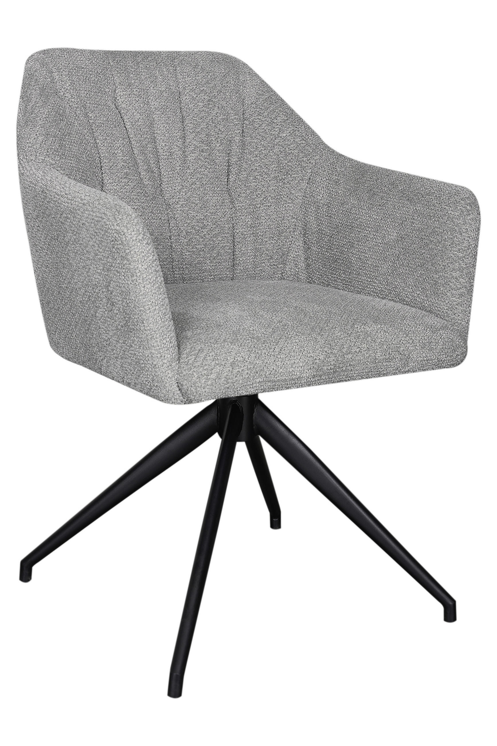 ARMLEHNSTUHL  Sitzfläche 360° drehbar, automatische Rückholfunktion Webstoff  Grau, Schwarz  - Schwarz/Grau, Design, Textil/Metall (60/81/63cm) - Stylife