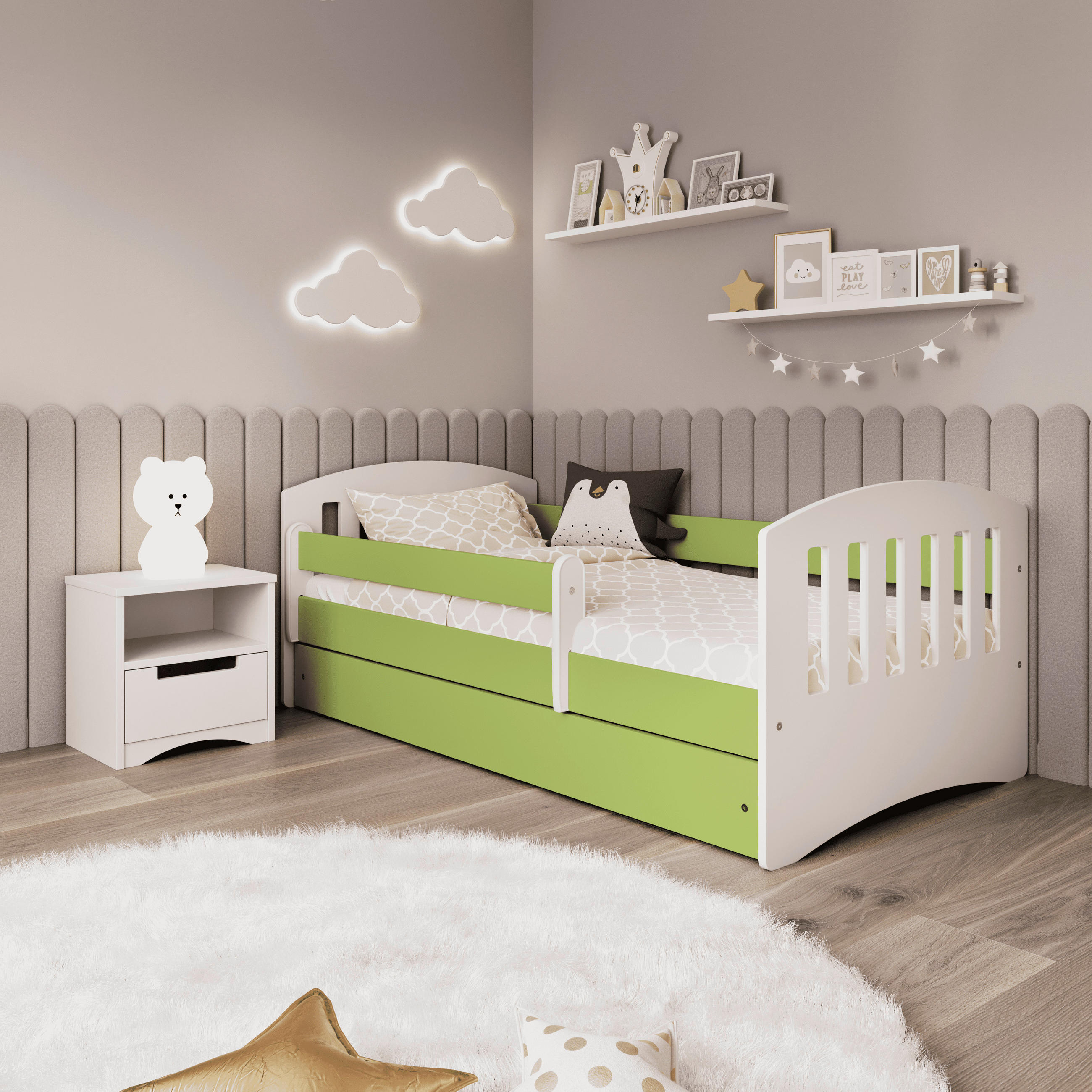 Mid.you Kinder-/Juniorbett Classic Grün, Weiß 80x180 cm