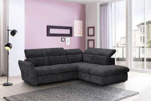 ECKSOFA in Mikrofaser Dunkelgrau  254/224 cm  - Dunkelgrau/Schwarz, Design, Kunststoff/Textil (254/224cm) - Stylife