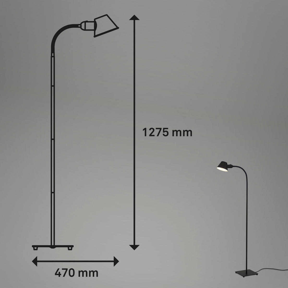 STOJACÍ LAMPA, 22/22/152 cm - černá, Design, kov (22/22/152cm)