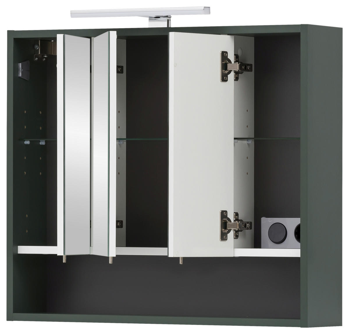SPIEGELSCHRANK 70/64,2/16 cm  - Waldgrün/Nickelfarben, MODERN, Glas/Holzwerkstoff (70/64,2/16cm) - Stylife