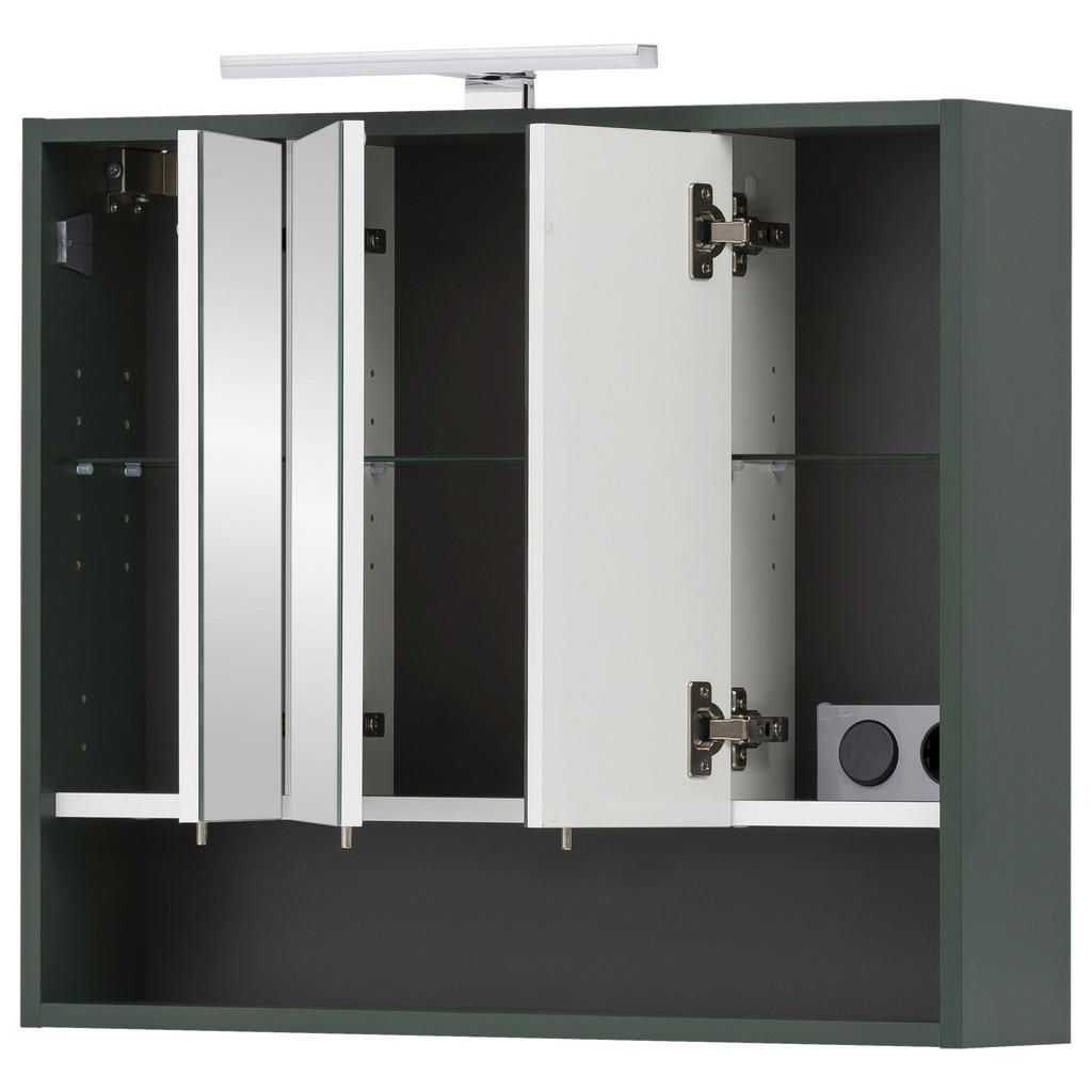 Thumbnail - Stylife Spiegelschrank Kent, Waldgrün, Glas, 3 Fächer, 70x64.2x16 cm, Soft-Close-System, Badezimmer, Badezimmerspiegel, ...