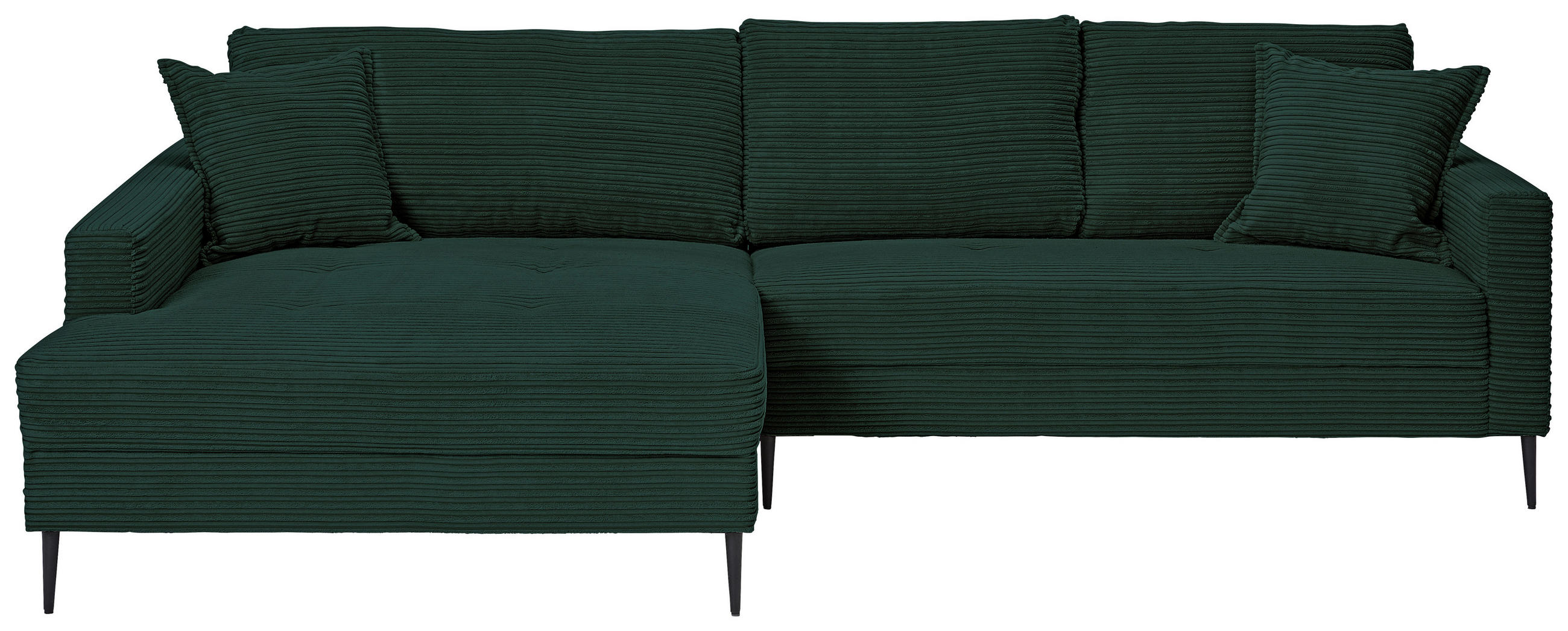 ECKSOFA Dunkelgrün Cord  - Dunkelgrün/Schwarz, KONVENTIONELL, Textil/Metall (173/276cm) - Carryhome