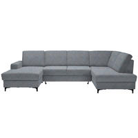 WOHNLANDSCHAFT in Webstoff Hellgrau  - Hellgrau/Schwarz, Konventionell, Textil/Metall (167/317/185cm) - Stylife