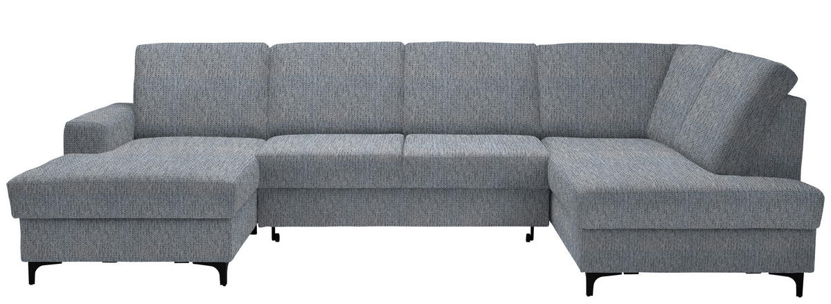 WOHNLANDSCHAFT in Webstoff Hellgrau  - Hellgrau/Schwarz, Konventionell, Textil/Metall (167/317/185cm) - Stylife