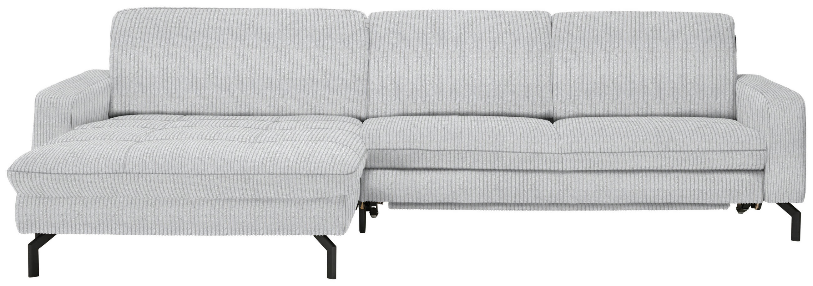 ECKSOFA in Cord Hellgrau  - Hellgrau/Schwarz, Design, Textil/Metall (178/302cm) - Beldomo Style