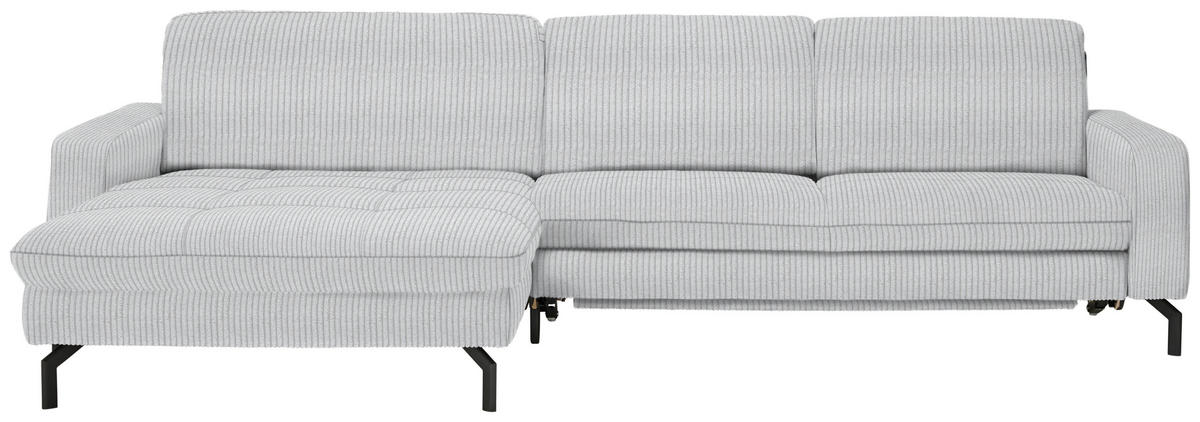ECKSOFA in Cord Hellgrau  - Hellgrau/Schwarz, Design, Textil/Metall (178/302cm) - Beldomo Style