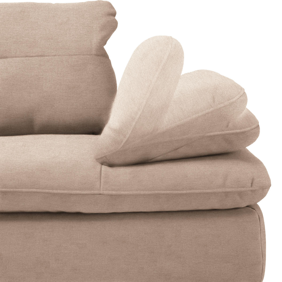 ECKSOFA in Flachgewebe Taupe  - Taupe/Schwarz, Design, Textil/Metall (271/344cm) - Chilliano