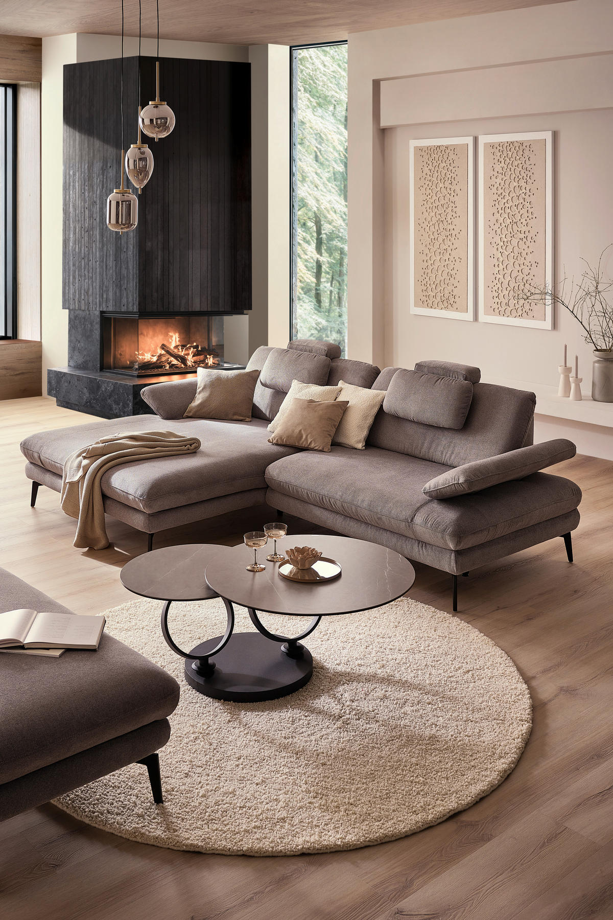 ECKSOFA in Webstoff Grau  - Schwarz/Grau, Design, Textil/Metall (180/284cm) - Dieter Knoll