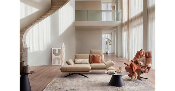 ECKSOFA  in Flachgewebe Beige  155/234 cm  - Beige/Schwarz, Design, Textil/Metall (155/234cm) - Dieter Knoll